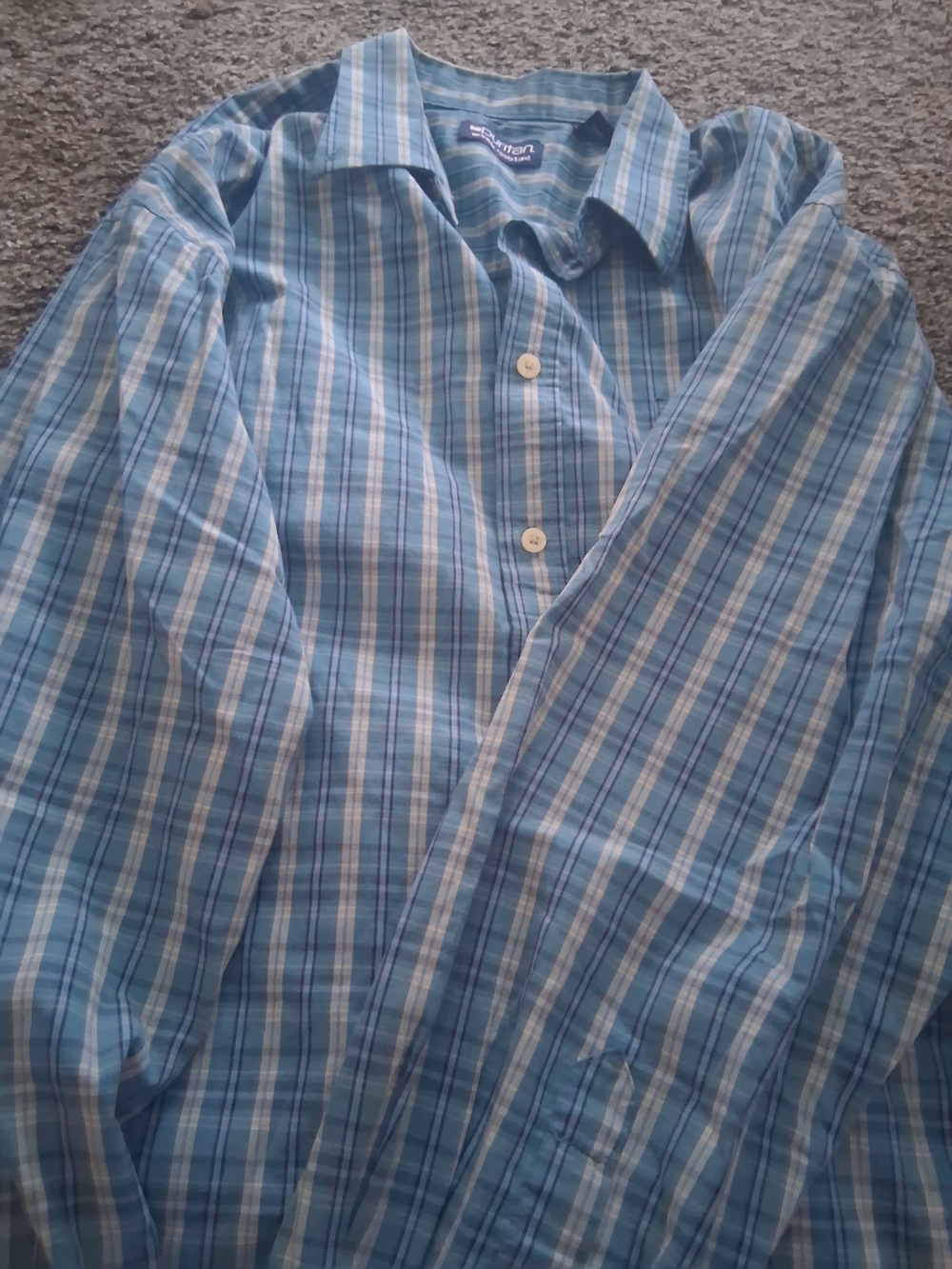 Puritan Blue and White Plaid Button-Down Shirt
